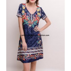 buy dress ethnic floral plus size 101 idées 5525KL