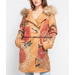 manufacturer dropshipping long coat synthetic suede, hood and interior with fur