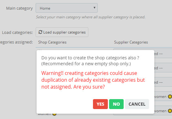 import dropshipping categories